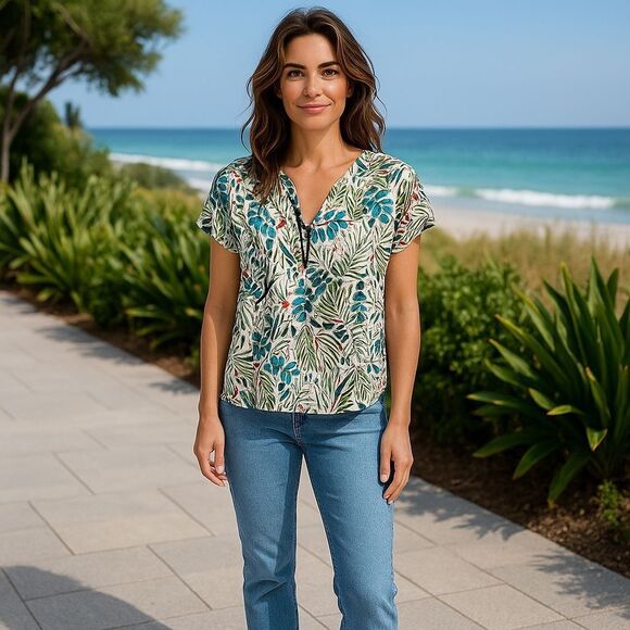 Laura Cruz Floral Print Top - Picture 1 of 9